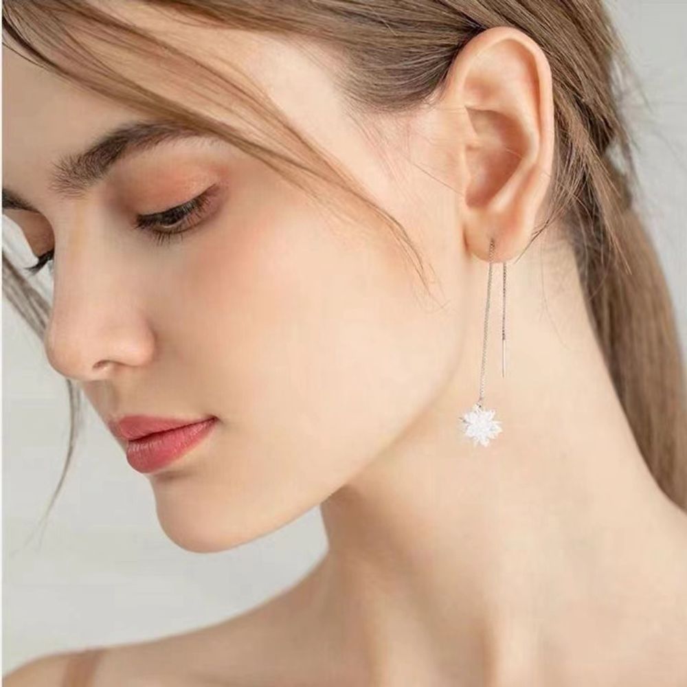 Wholesale Purple Ice Flower Chain Zircon Earrings